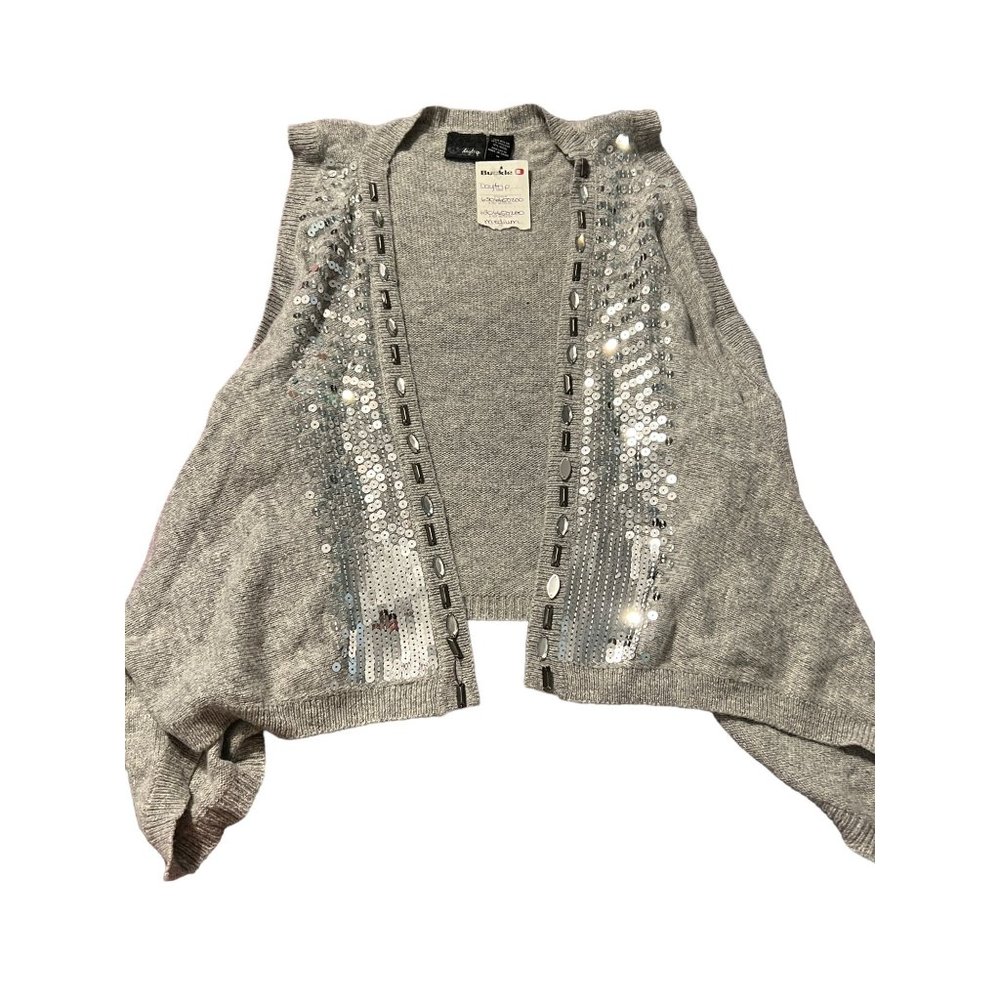 Buckle Daytrip Waterfall Cardigan Sweater Sequins Rhinestones Wool Blend Sz M NW